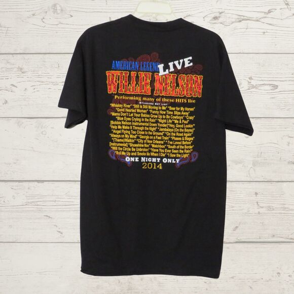 Willie Nelson Black T-Shirt Live 2014 Concert Sz M Unisex - Picture 3 of 9